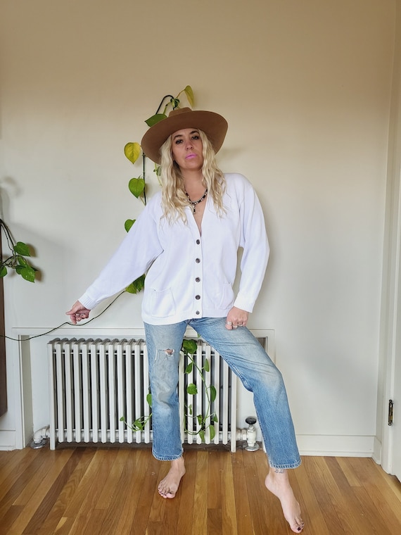 Vintage Nordstrom White Cardigan 90s Vintage 90s White Cardigan