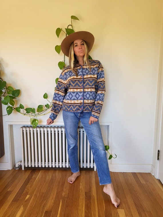 Vintage aztec print super soft crop layering coat… - image 1