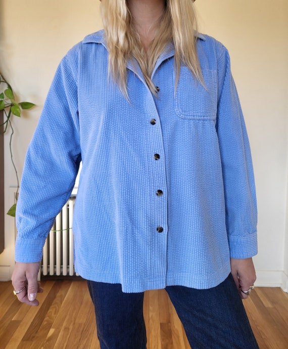 Vintage blue LL Bean corduroy button up rancher s… - image 3