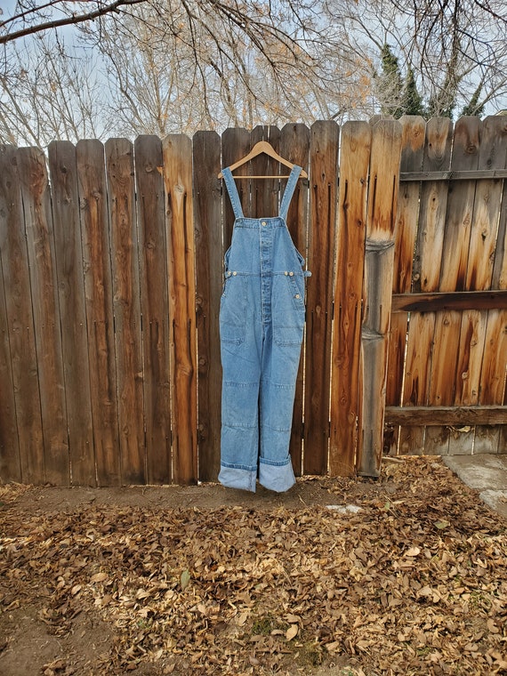 Vintage blue unisex soft denim adjustable overalls
