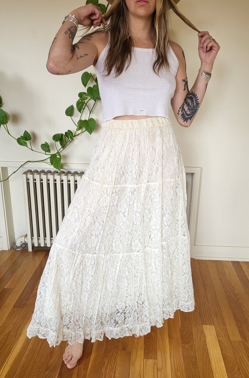 Vintage White Lace Maxi Skirt / Vintage 90s Fashion Long Lace Etsy — free download