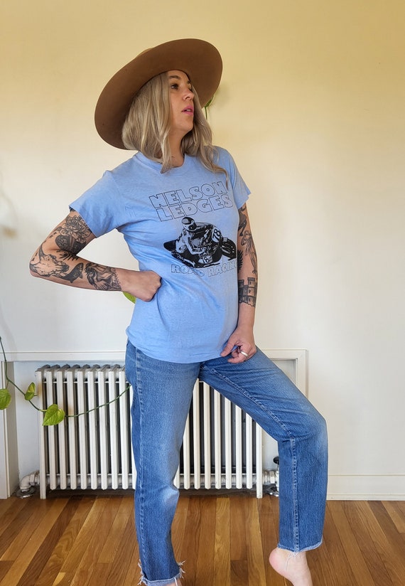 Vintage Nelson Ledges paper thin baby blue tee / … - image 4