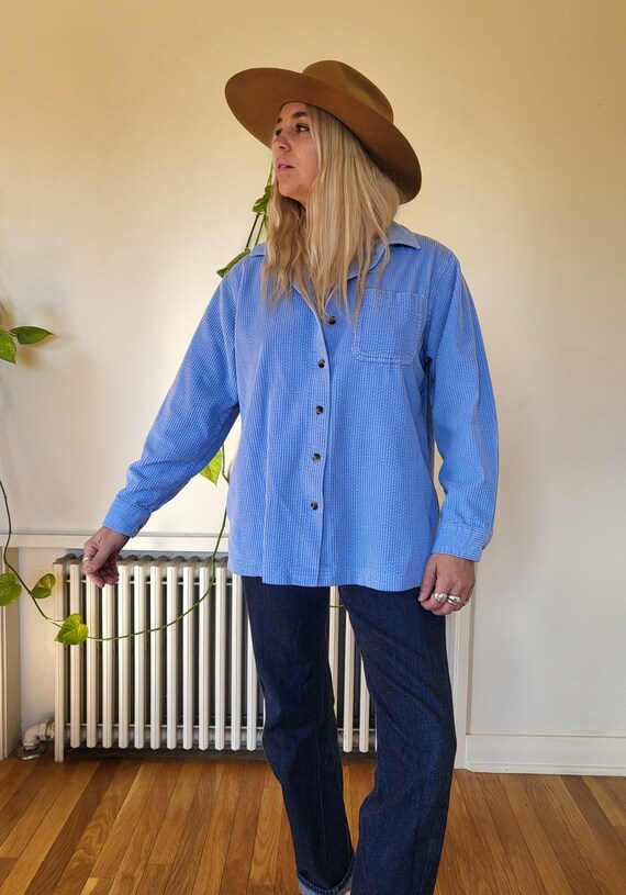 Vintage blue LL Bean corduroy button up rancher s… - image 2