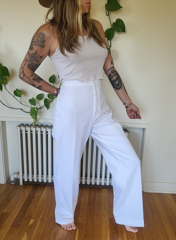 Vintage size 29 white Levis poly trouser pants / … - image 5