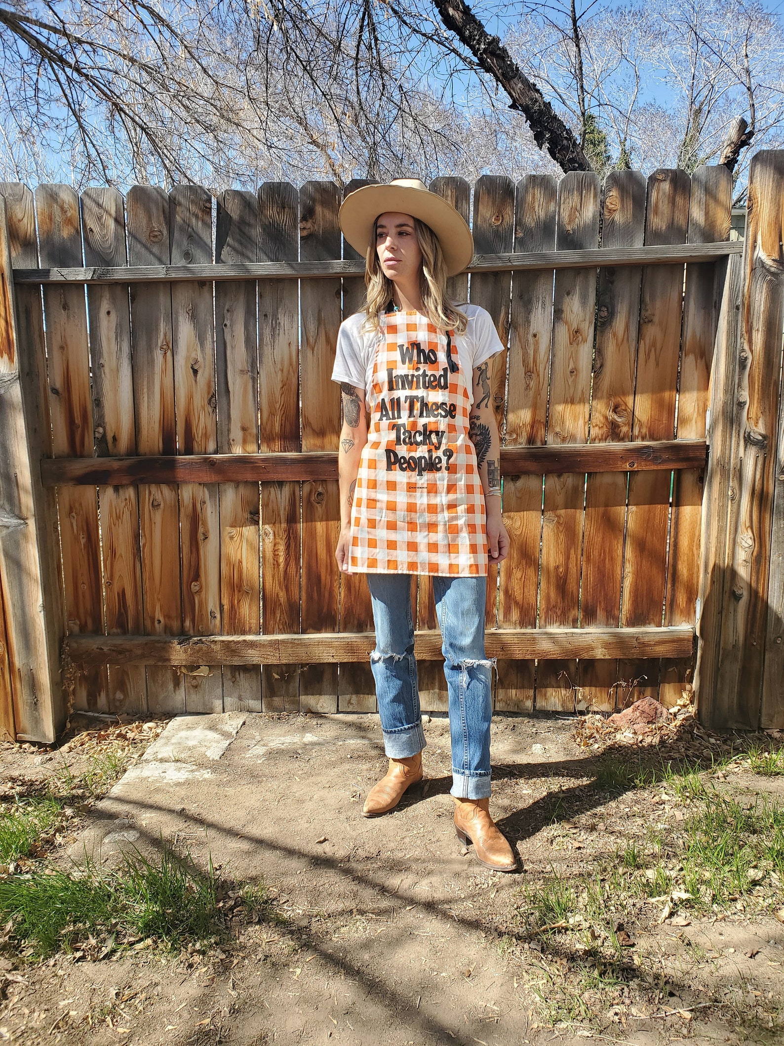 orange gingham pants