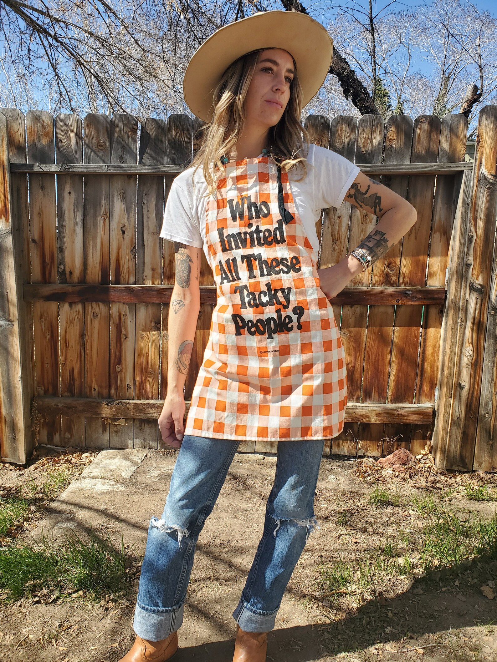 orange gingham pants