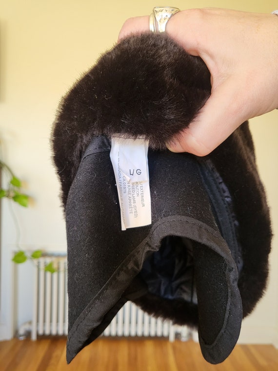 vintage black fur winter military hat size large … - image 5