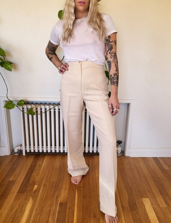 Vintage size 28 polyester pants / white polyester… - image 2