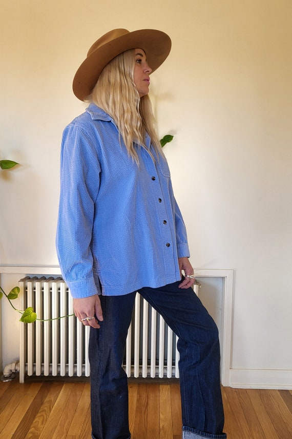 Vintage blue LL Bean corduroy button up rancher s… - image 4