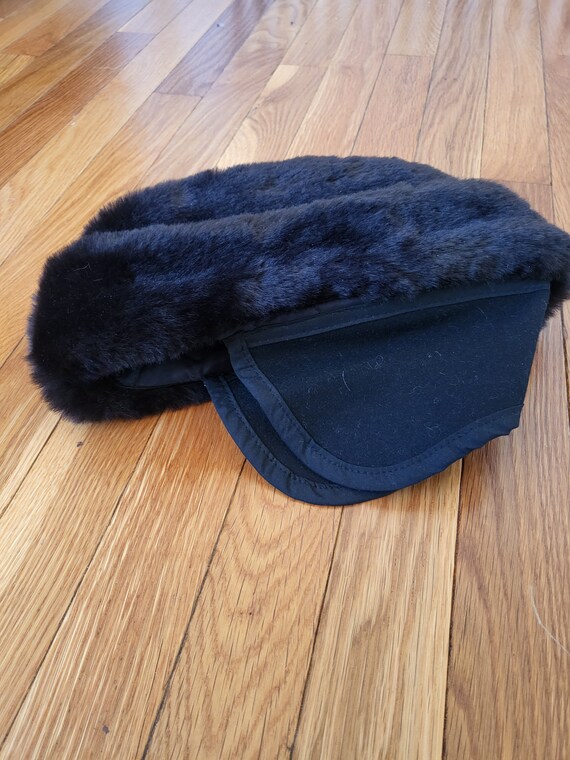 vintage black fur winter military hat size large … - image 6