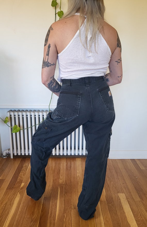 Vintage size 33 black Carhartt cargo pants / blac… - image 6