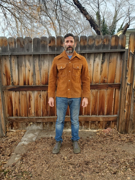 Vintage suede button up jacket / vintage suede lea