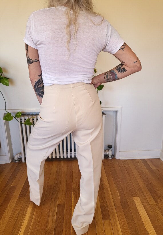 Vintage size 28 polyester pants / white polyester… - image 6