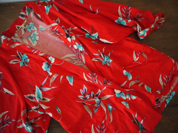 90s floral red oversized hawaiian blazer / vintage