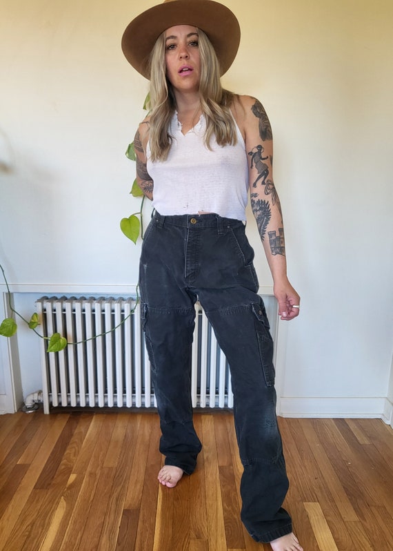 Vintage size 33 black Carhartt cargo pants / blac… - image 2