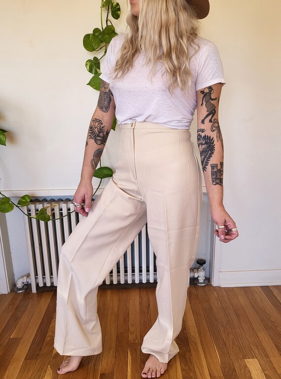 Vintage size 28 polyester pants / white polyester… - image 3