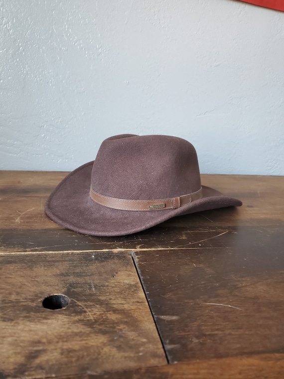 Vintage Stetson wool cowboy hat / vintage leather