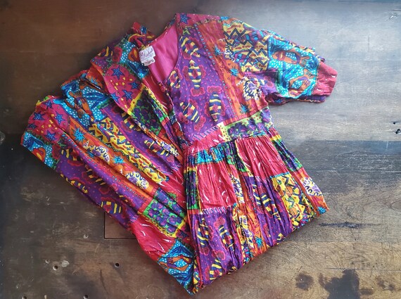 Vintage India cotton floral fish star red maxi dre