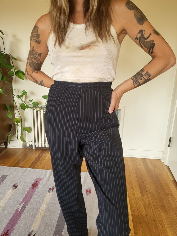 Vintage size 26 black and white stripe pants / vi… - image 3