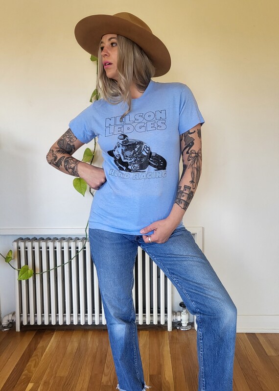 Vintage Nelson Ledges paper thin baby blue tee / … - image 2