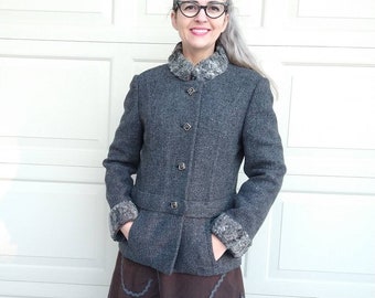 1960's TOWNLEY WOOL JACKET gray coat 60's S (F5)