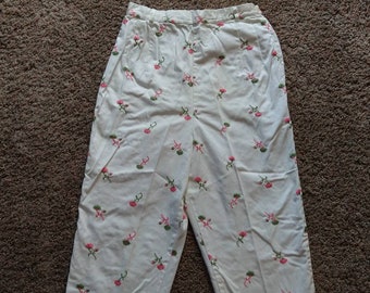 floral BOBBIE BROOKS embroidered CAPRI pants xs (G9)
