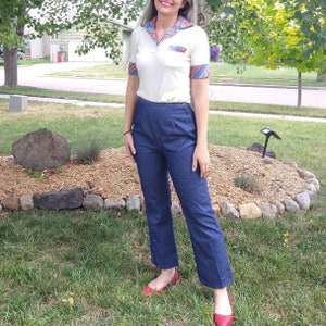 HIGH WAISTED side zip JEANS vintage S (N1)