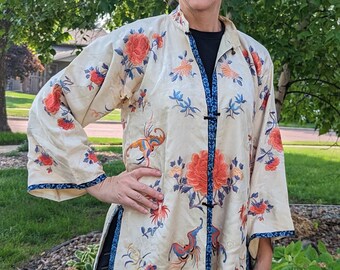 VINTAGE SILK TOP asian tunic 1920's 20's (F1)