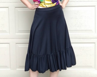 BLACK MIDI SKIRT ruffle prairie flexatard S (D5)