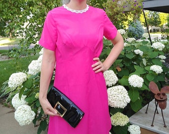 1960's 1970's PINK MOD DRESS M (K4)