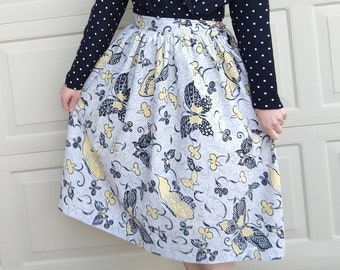 COTTON BUTTERFLY SKIRT 1950's 50's M (E3)
