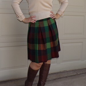 ellen kaye AMAZING 1960/'s METALLIC PLAID wool dress 28 waist F6