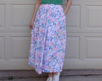 PASTEL FLORAL SKIRT jos a bank 1980's 80's S (B8)