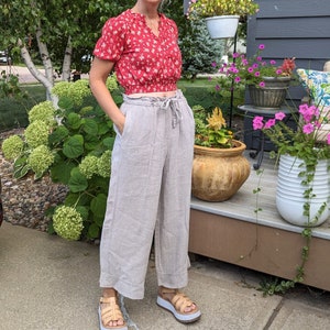 1990&#39;s BANANA REPUBLIC wide leg linen PANTS 90&#39;s S M (J3)