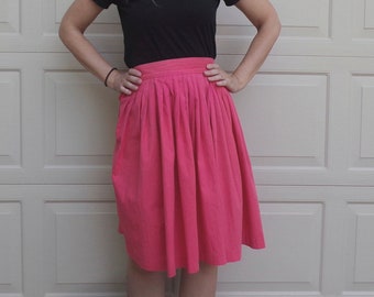 KERRYBROOKE 1950's 1960's FULL SKIRT salmon pink cotton xs xxs 23 waist (D7)