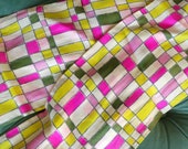 PINK CHARTREUSE SILK vintage 1960 39 s 1970 39 s scarf green
