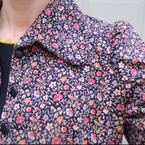 FLORAL TWILL JACKET art smock utility 70's does 30's S xs B2 image 2