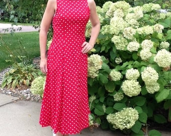 my michelle RED POLKA DOT 90's fit and flare dress M (B2)