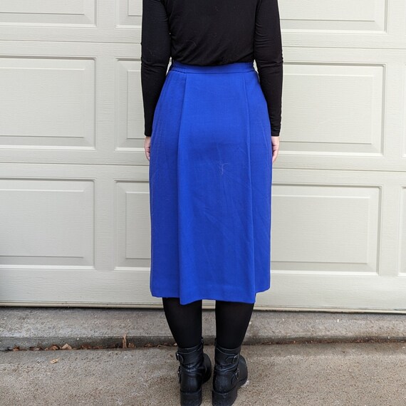 electric blue wool VINTAGE DONCASTER midi SKIRT S… - image 7