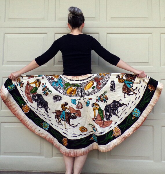 HAND PAINTED mexican circle SKIRT bullfighter mata