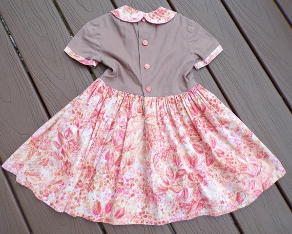 VINTAGE TODDLER girl DRESS Peter Pan collar 50's … - image 3