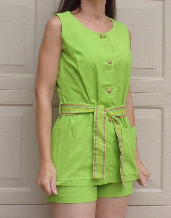 lime green TUNIC SHORTS SET byer 60's 70's xs S (… - image 3