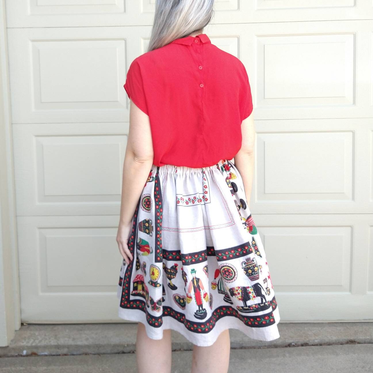 UPCYCLED LINEN SKIRT Made From 1940's Tablecloth M L Xl (B8) - Etsy