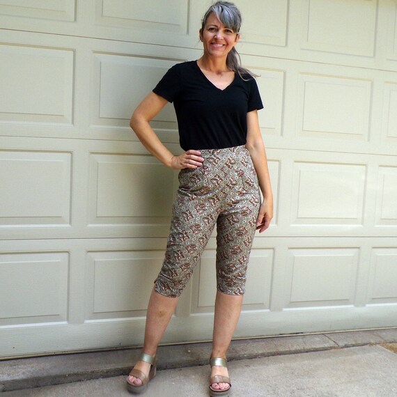 1960s 60s COTTON CAPRI PANTS midcentury pedal push