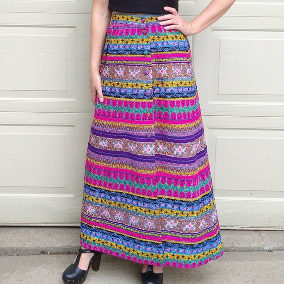 ALEX COLMAN quilted maxi SKIRT psychedelic S M (A… - image 4