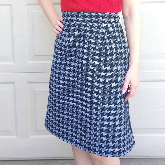 MOD HOUNDSTOOTH SKIRT gray black A-line S (B7) - image 2