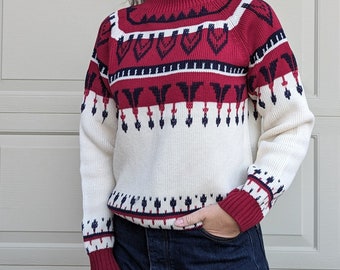 ACRYLIC NORDIC SWEATER 1960's 1970's pullover jumper (G2)