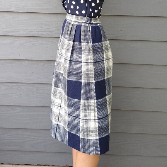 PLAID MIDI SKIRT haberdashery 1970's 1980's S (A7) - image 4