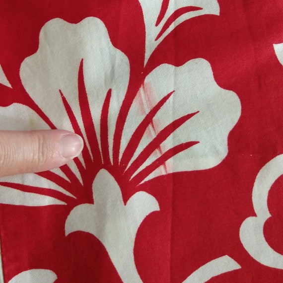 red and white SATEEN HAWAIIAN SHIFT cotton mini d… - image 9