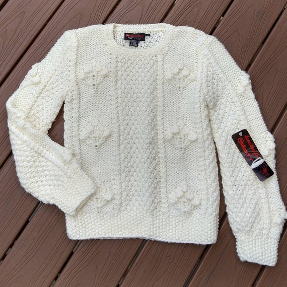 CHUNKY IVORY SWEATER acrylic deadstock 1970's 198… - image 8